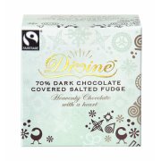 Divine Fairtrade Dark Chocolate Covered Salted Fudges Gift Cube 150g